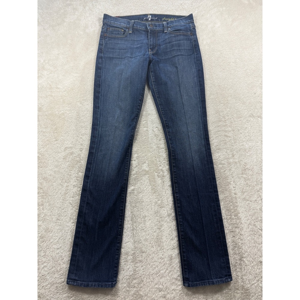 7 For All Mankind‎ Womens Straight Leg Blue Denim Jeans 27 Meas: 30x32.5